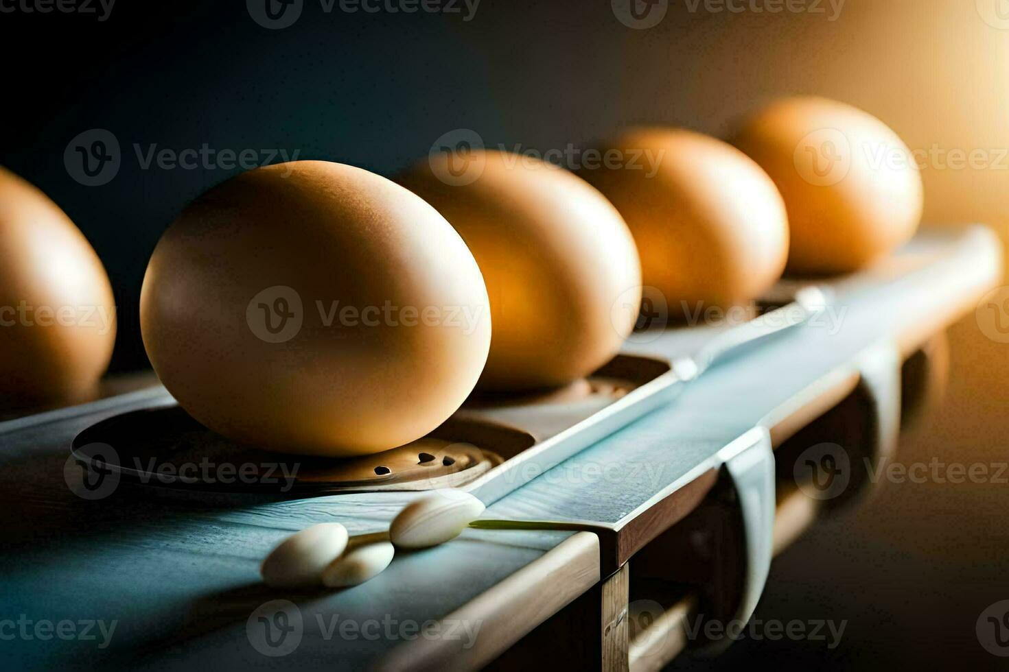 eggs on a tray in a dark room. AI-Generated photo