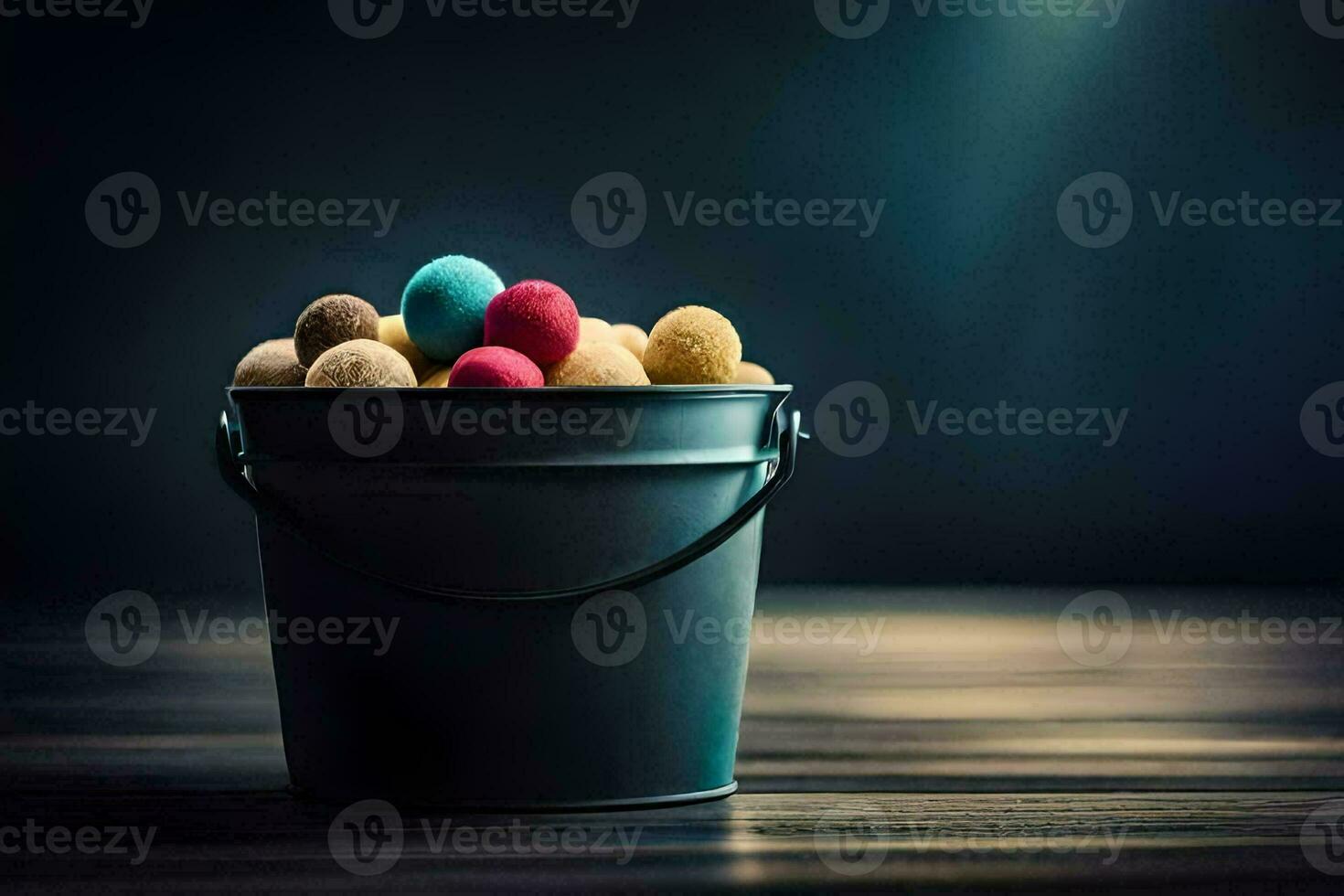 easter eggs in a bucket. AI-Generated photo