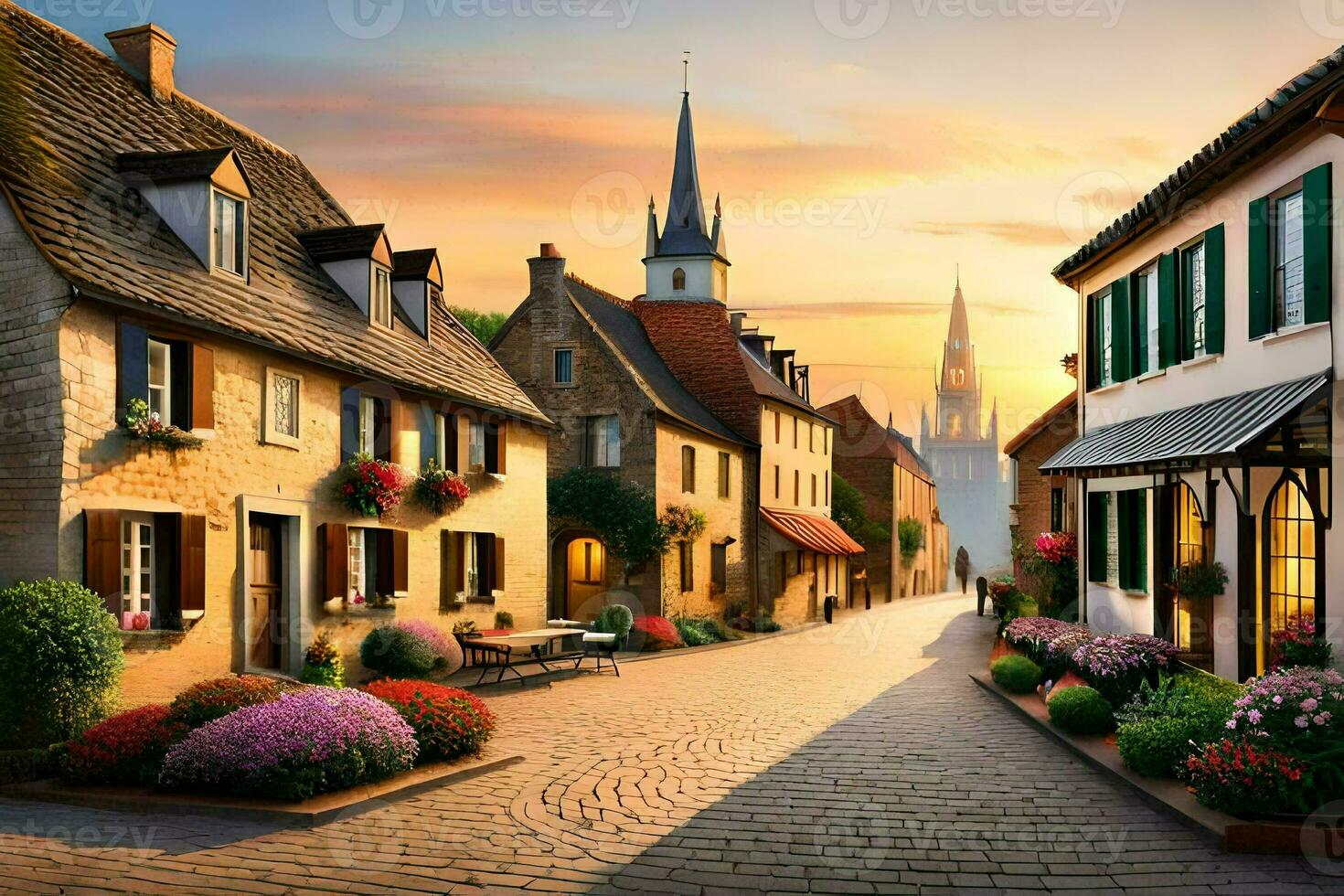 photo wallpaper the sky, sunset, street, europe, germany, germany. AI-Generated