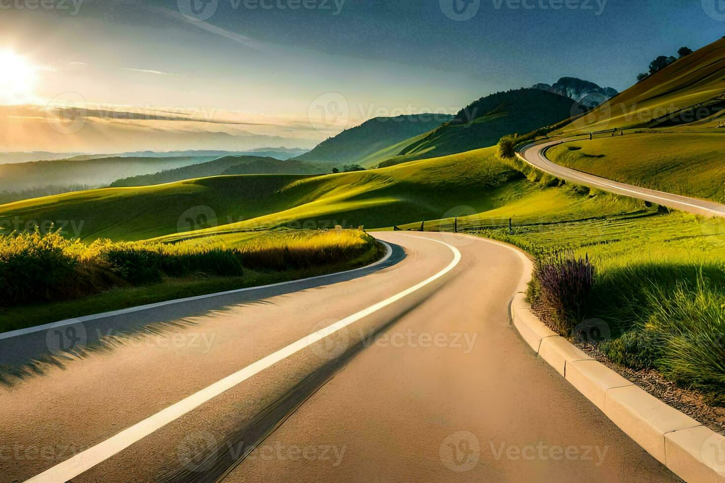 the road to the sun. AI-Generated photo