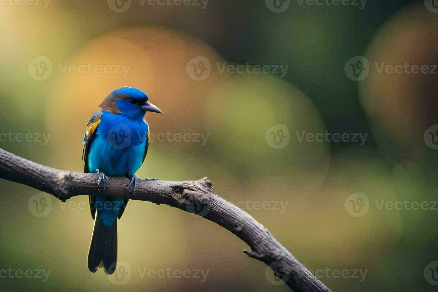 a blue bird sitting on a branch. AI-Generated photo