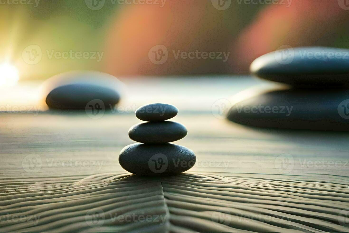 zen stones stacked on top of each other. AI-Generated photo