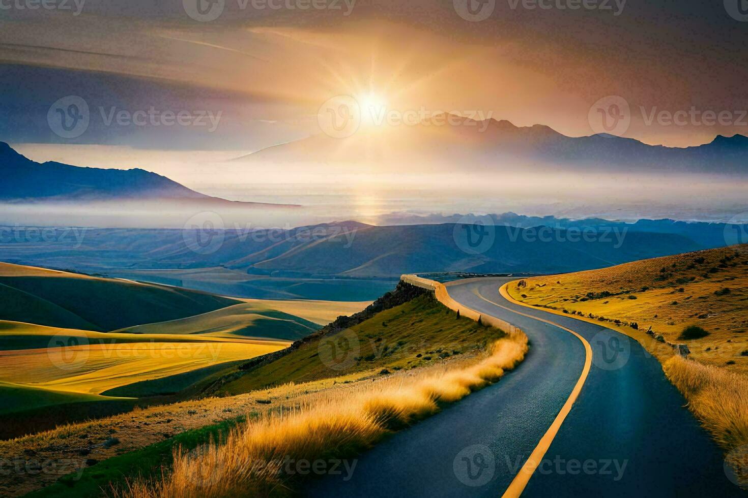 the road to the sun. AI-Generated photo