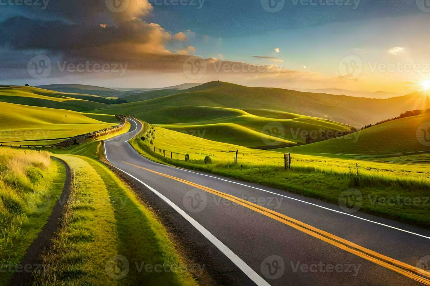 the road to the future. AI-Generated photo