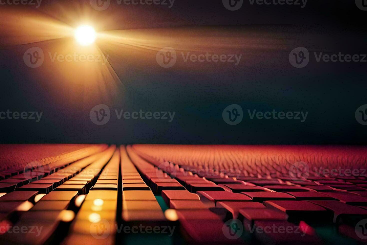 a red and orange background with a bright light shining. AI-Generated photo