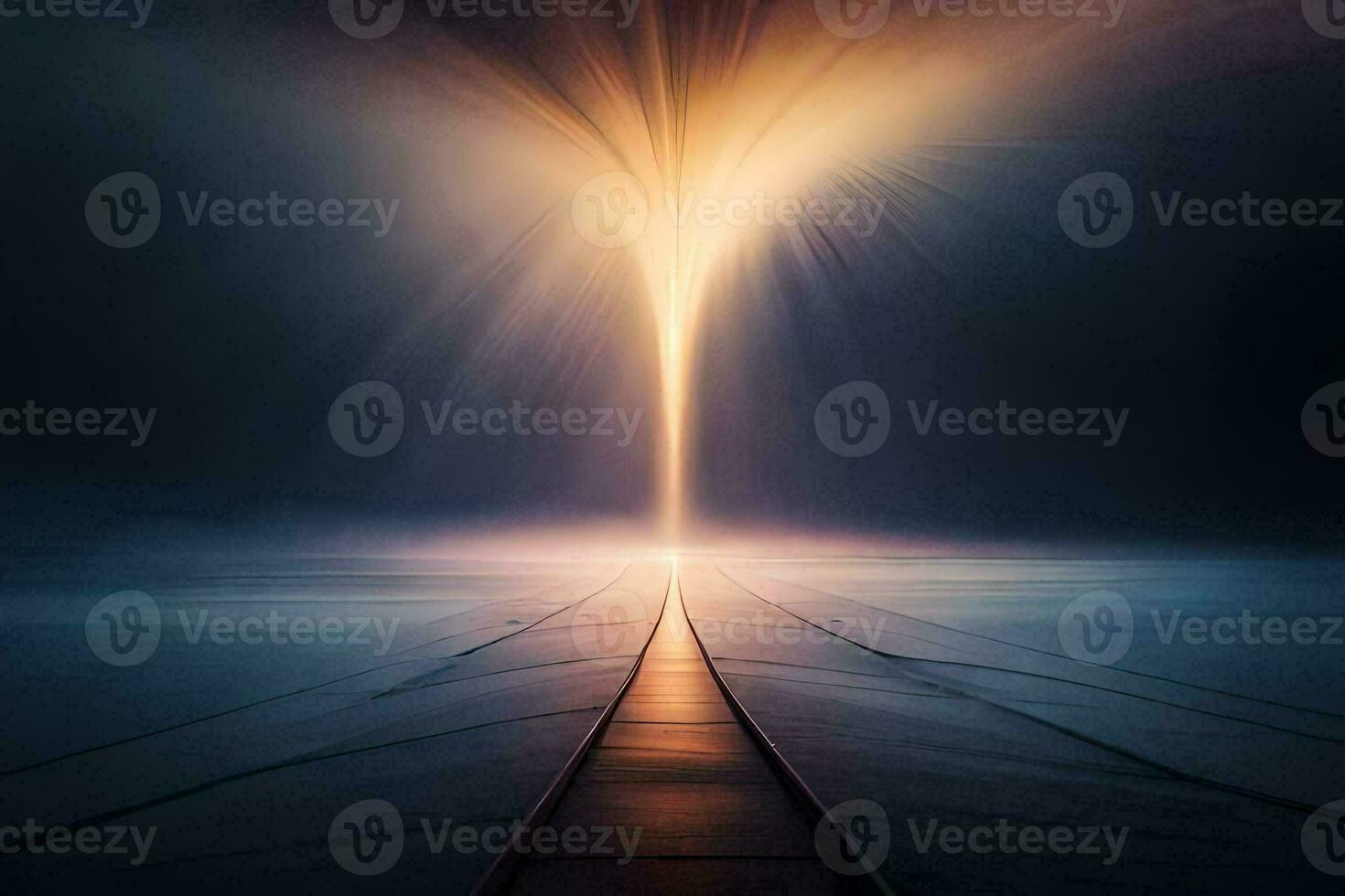 a long, dark tunnel with light coming from the end. AI-Generated photo