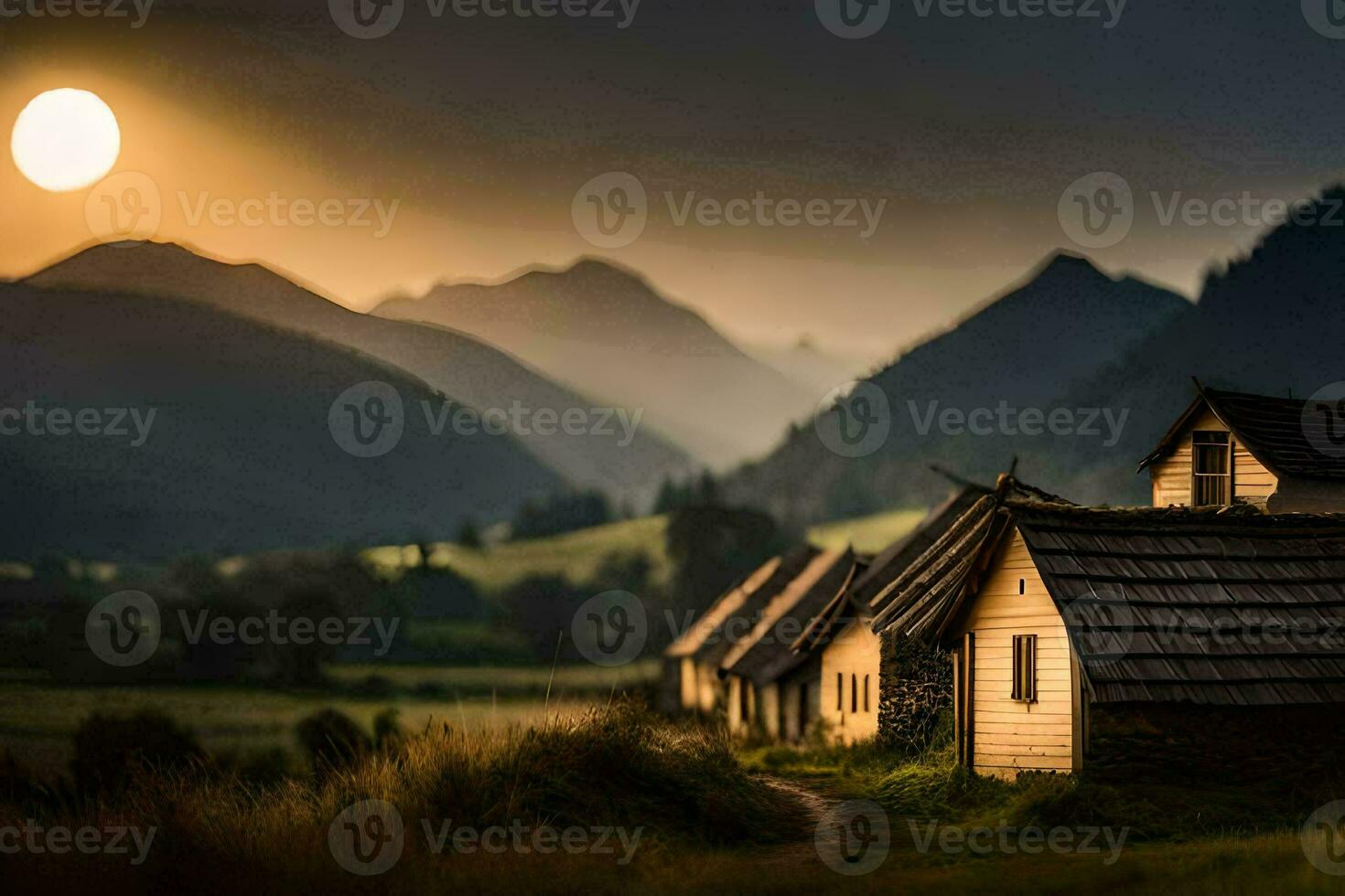 photo wallpaper the sky, mountains, the sun, the mountains, the sun, the mountains,. AI-Generated