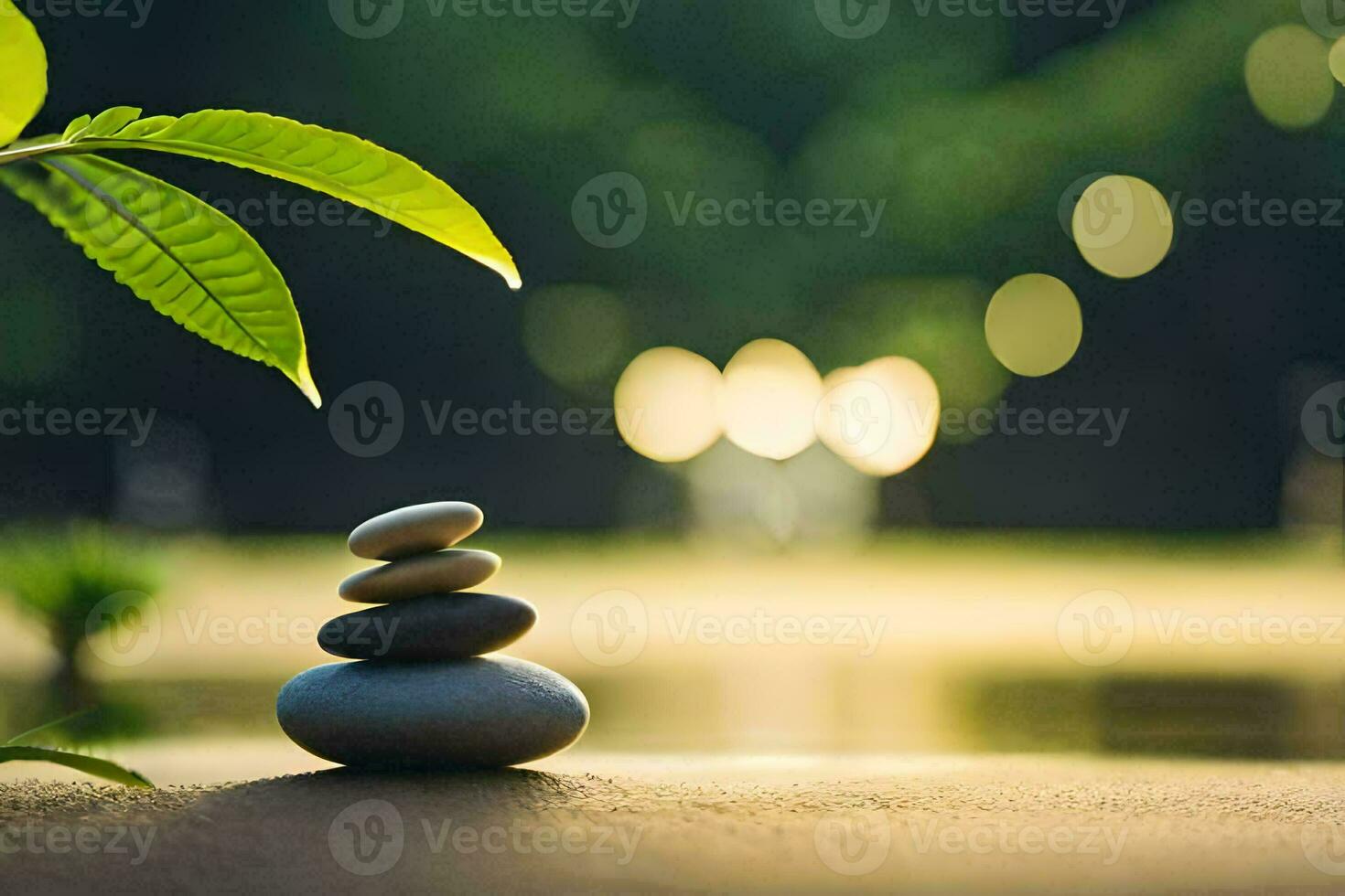 zen stones in the garden. AI-Generated photo