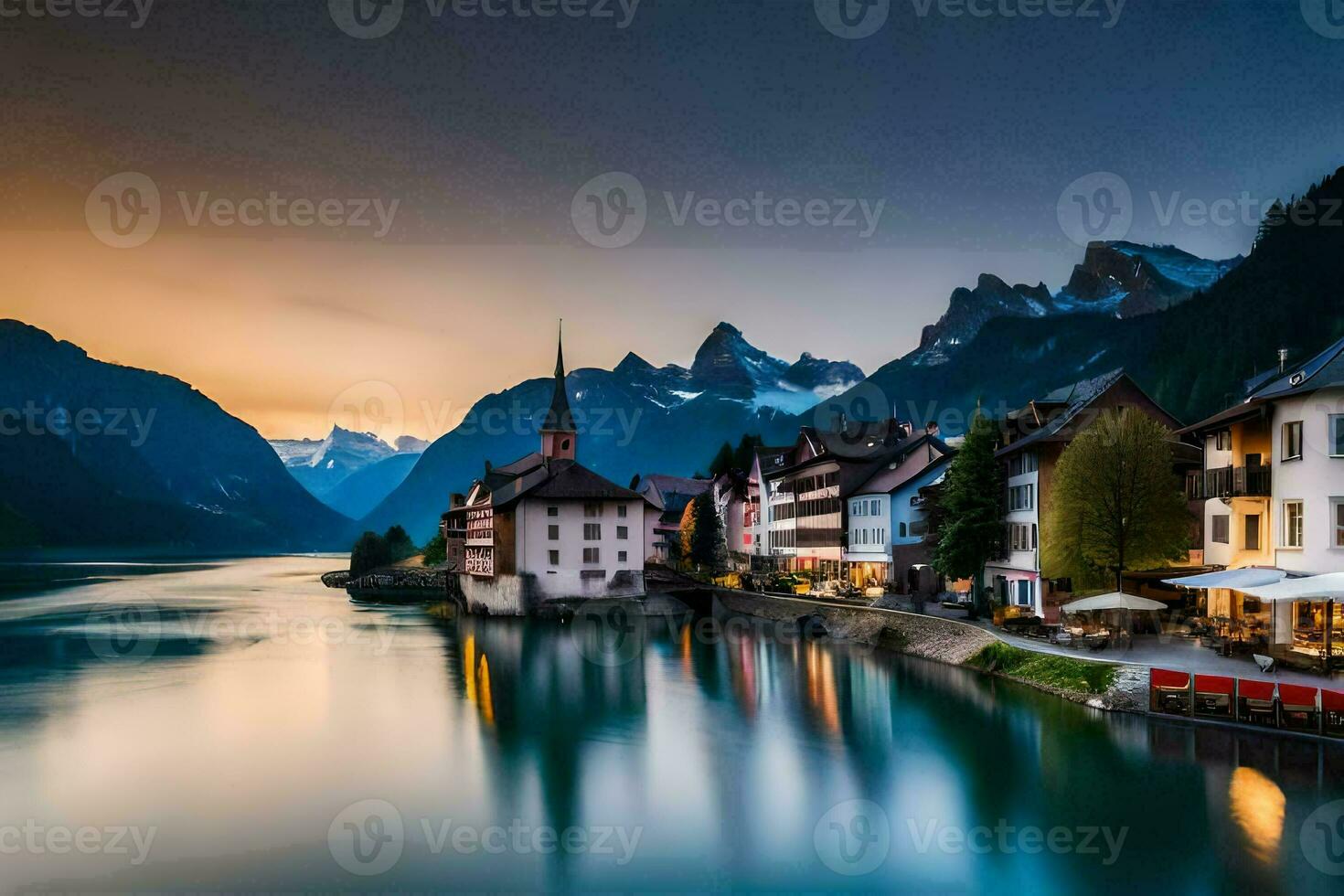 the town of hallstatt, switzerland. AI-Generated photo