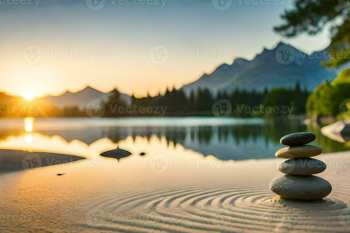 the zen of the mountains. AI-Generated photo