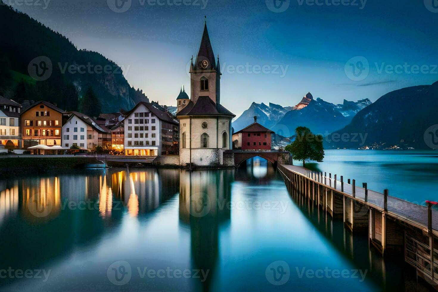 the town of hallstatt, switzerland. AI-Generated photo