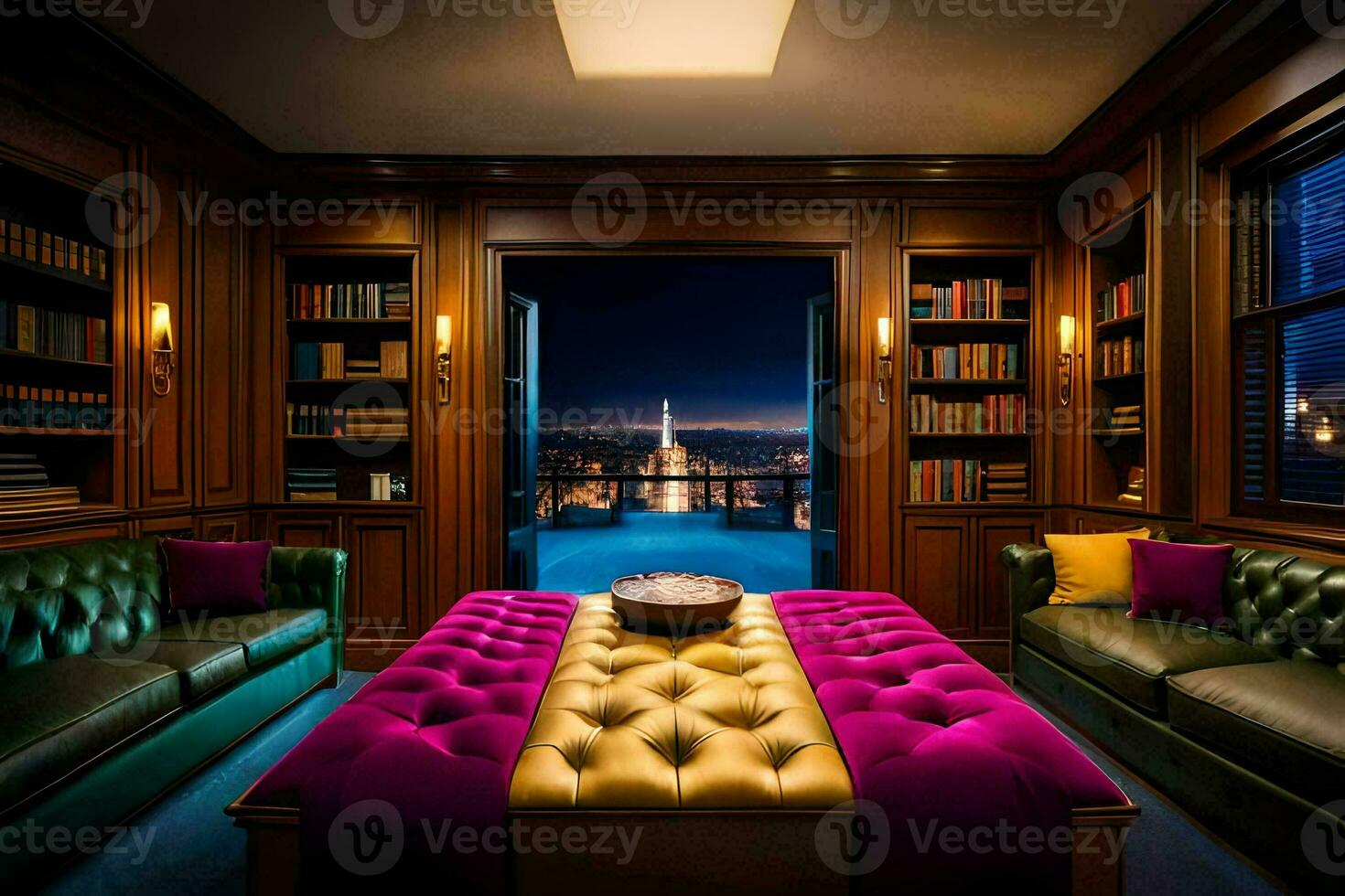 the library room at the new york hotel. AI-Generated photo