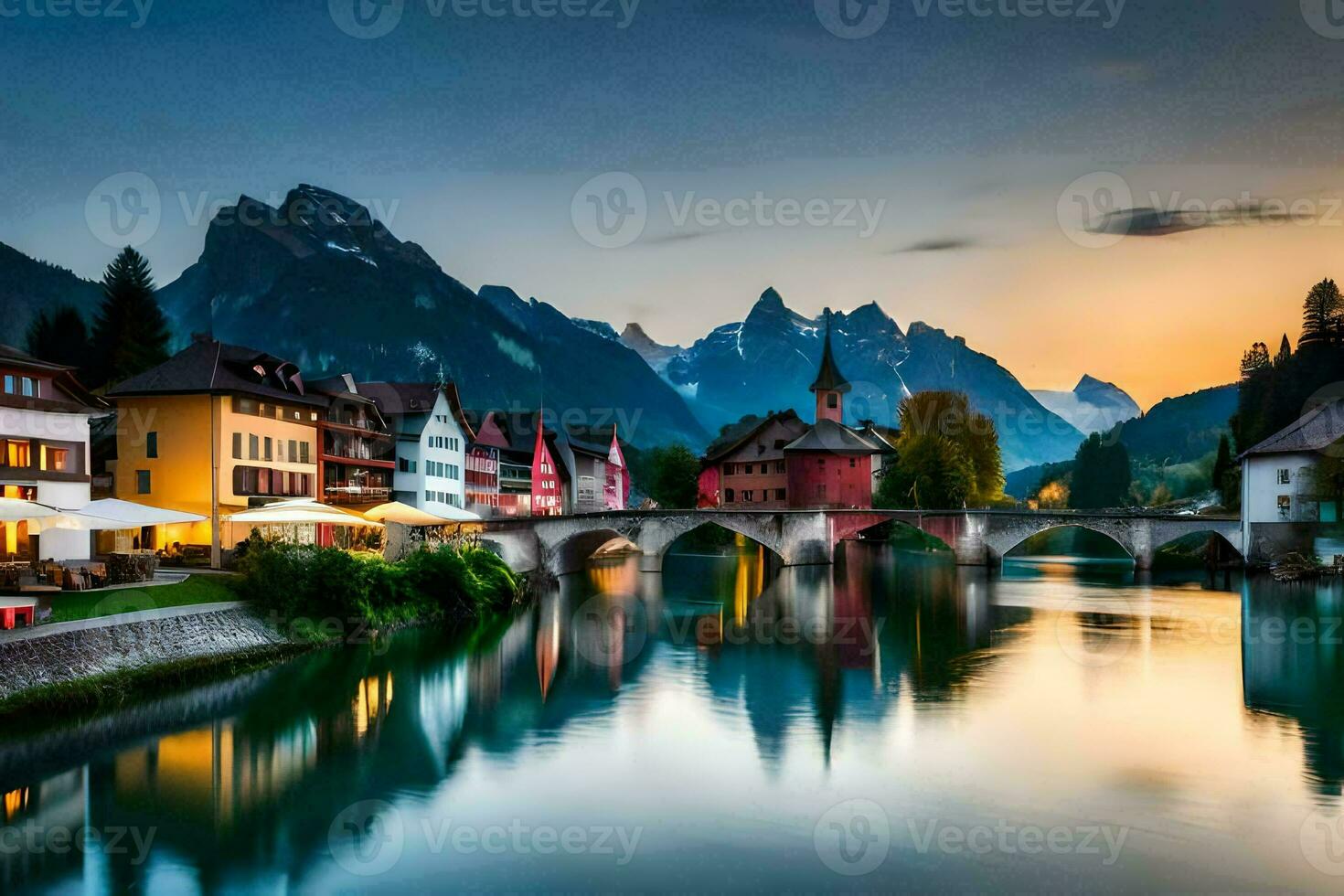 the beautiful town of altenburg at sunset. AI-Generated photo