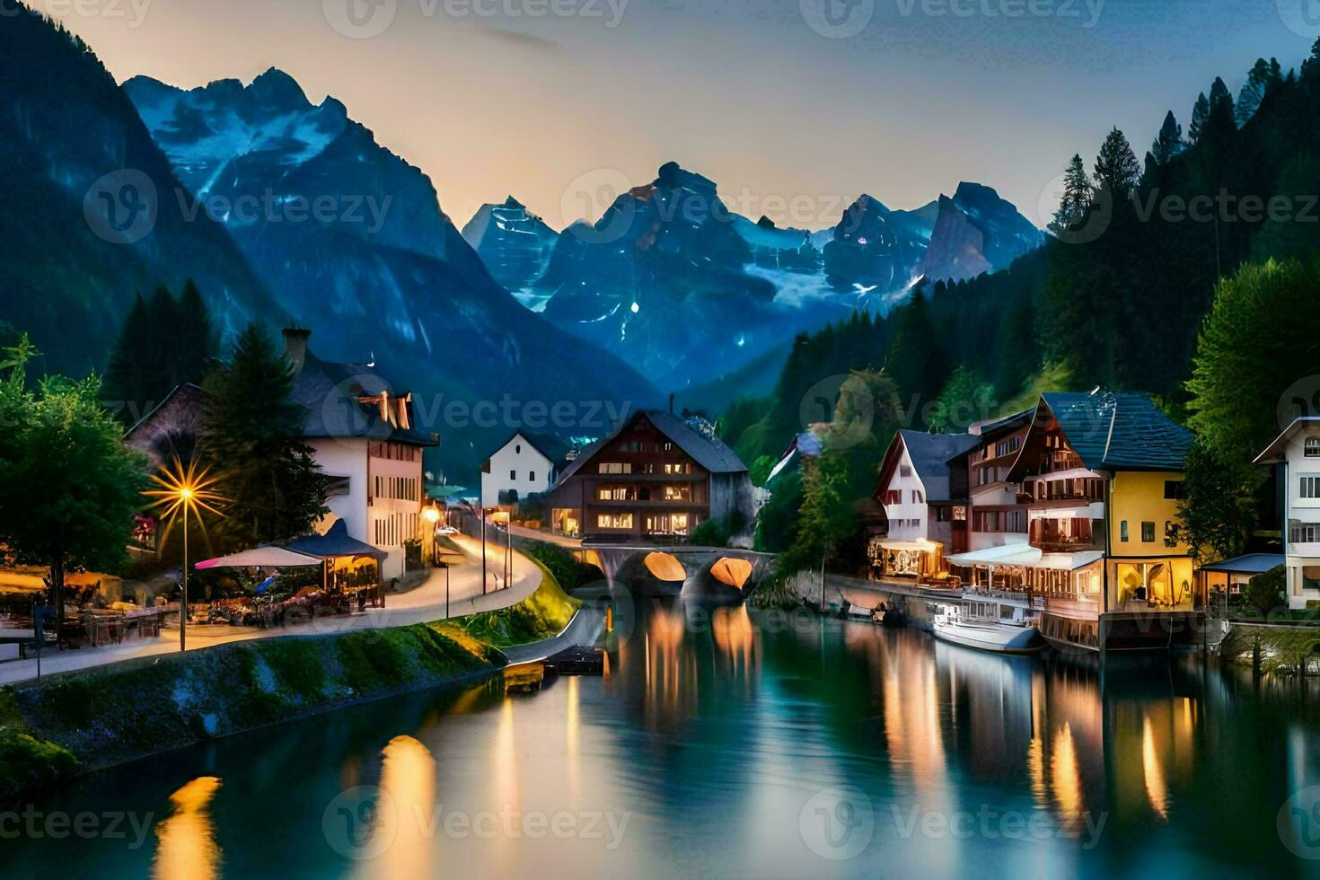 el hermosa pueblo de Altenburg en el Alpes. generado por ai foto