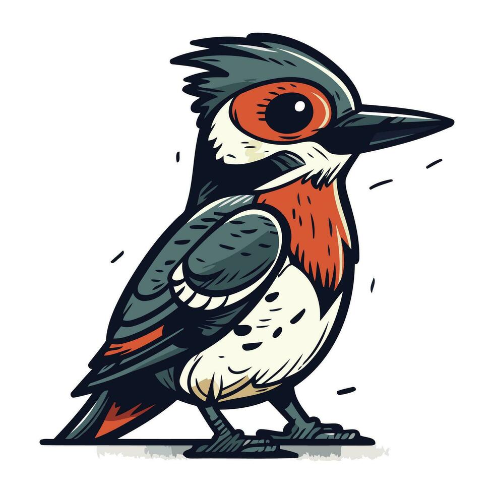 dibujos animados vector ilustración de un negro con membrete pájaro carpintero.