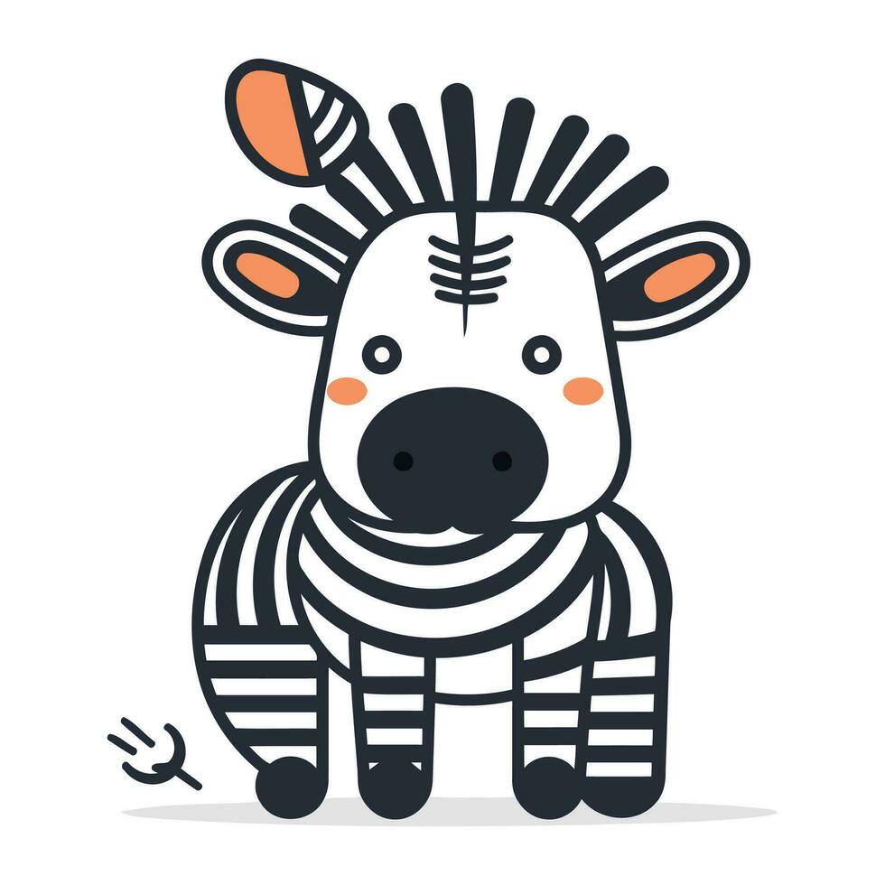 Cute zebra vector illustration. Cute cartoon zebra character.