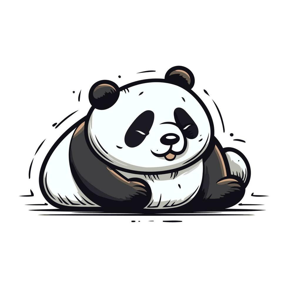 Vector illustration of a cute panda bear isolated on white background.