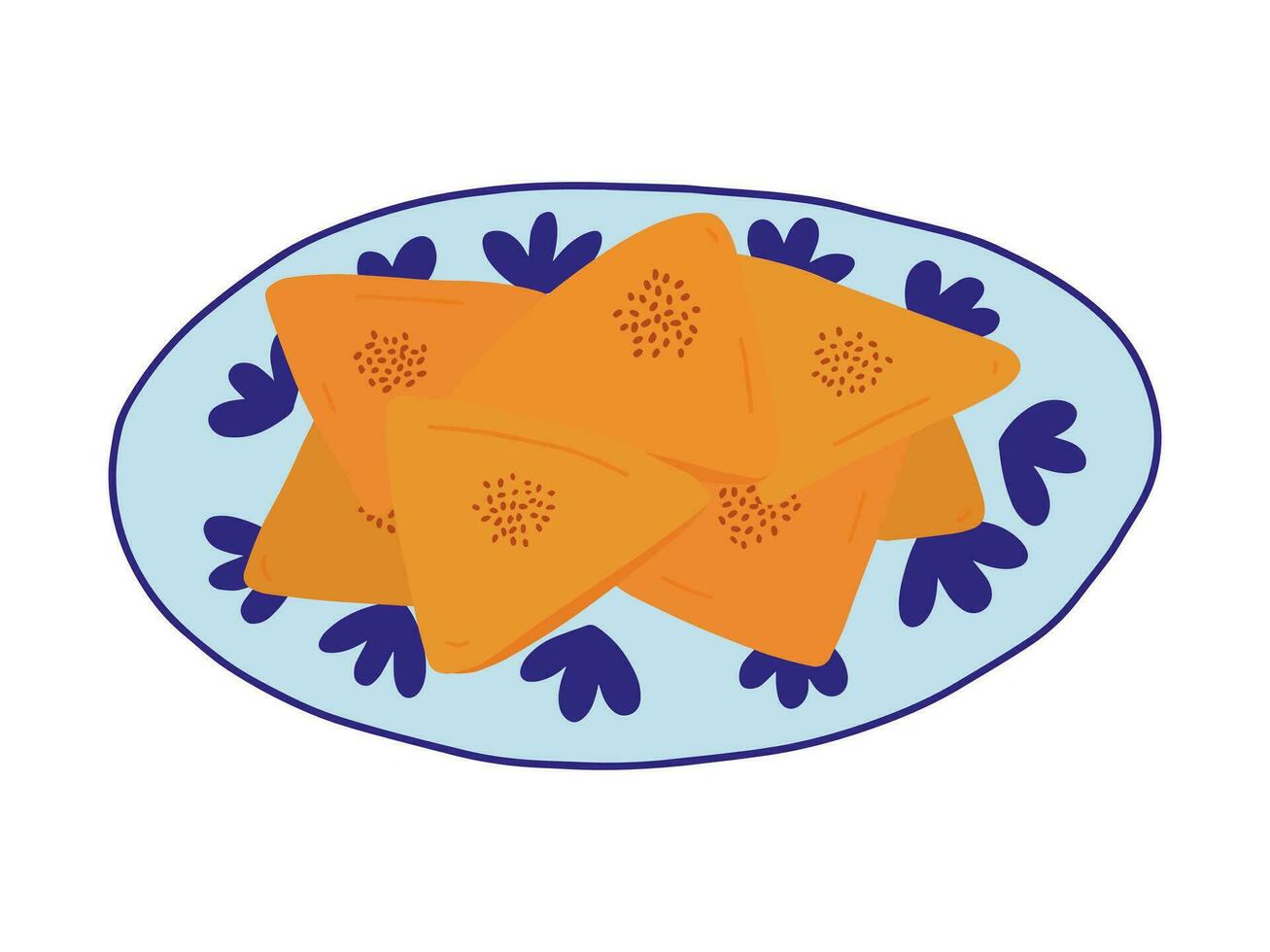 Uzbek national dish samsa vector illustration. Cartoon samsa dish from dough and meat