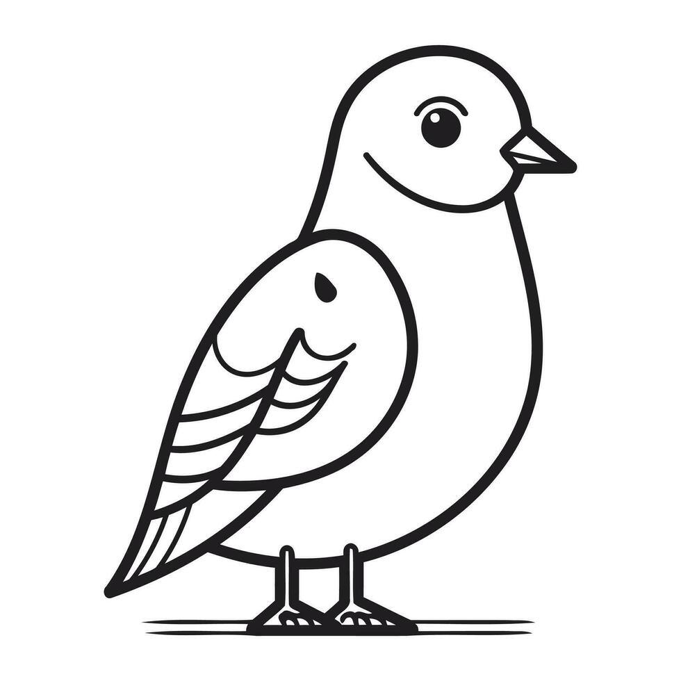 Pigeon isolated on white background. Vector illustration in outline style.