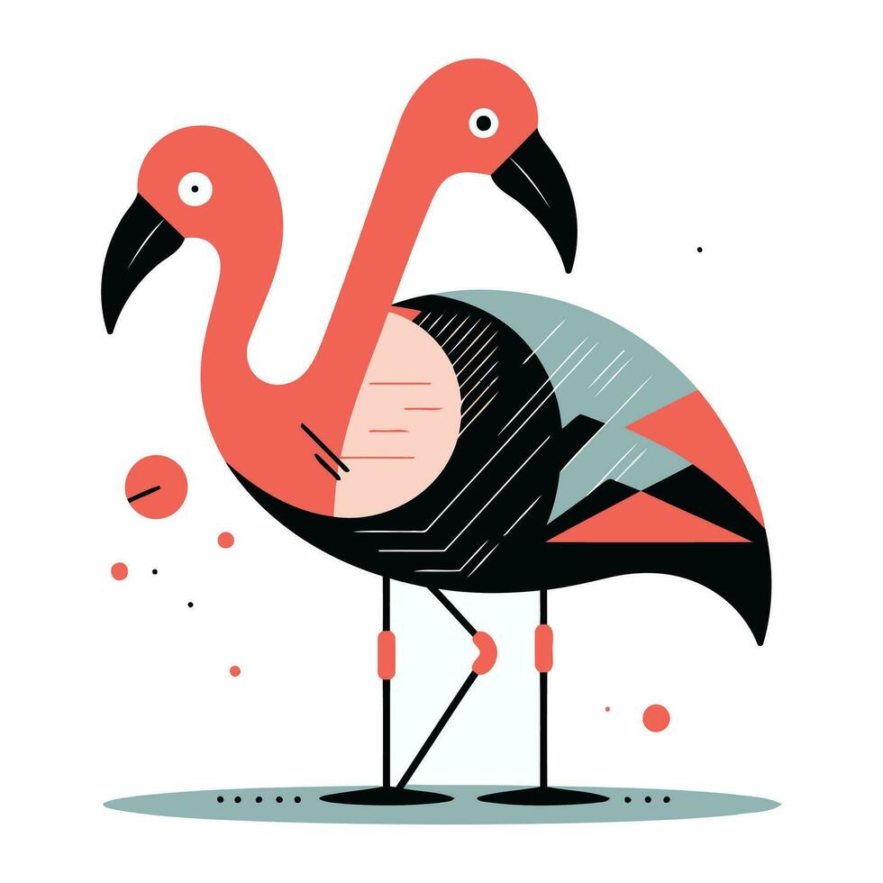 flamenco vector ilustración. exótico pájaro en plano estilo.