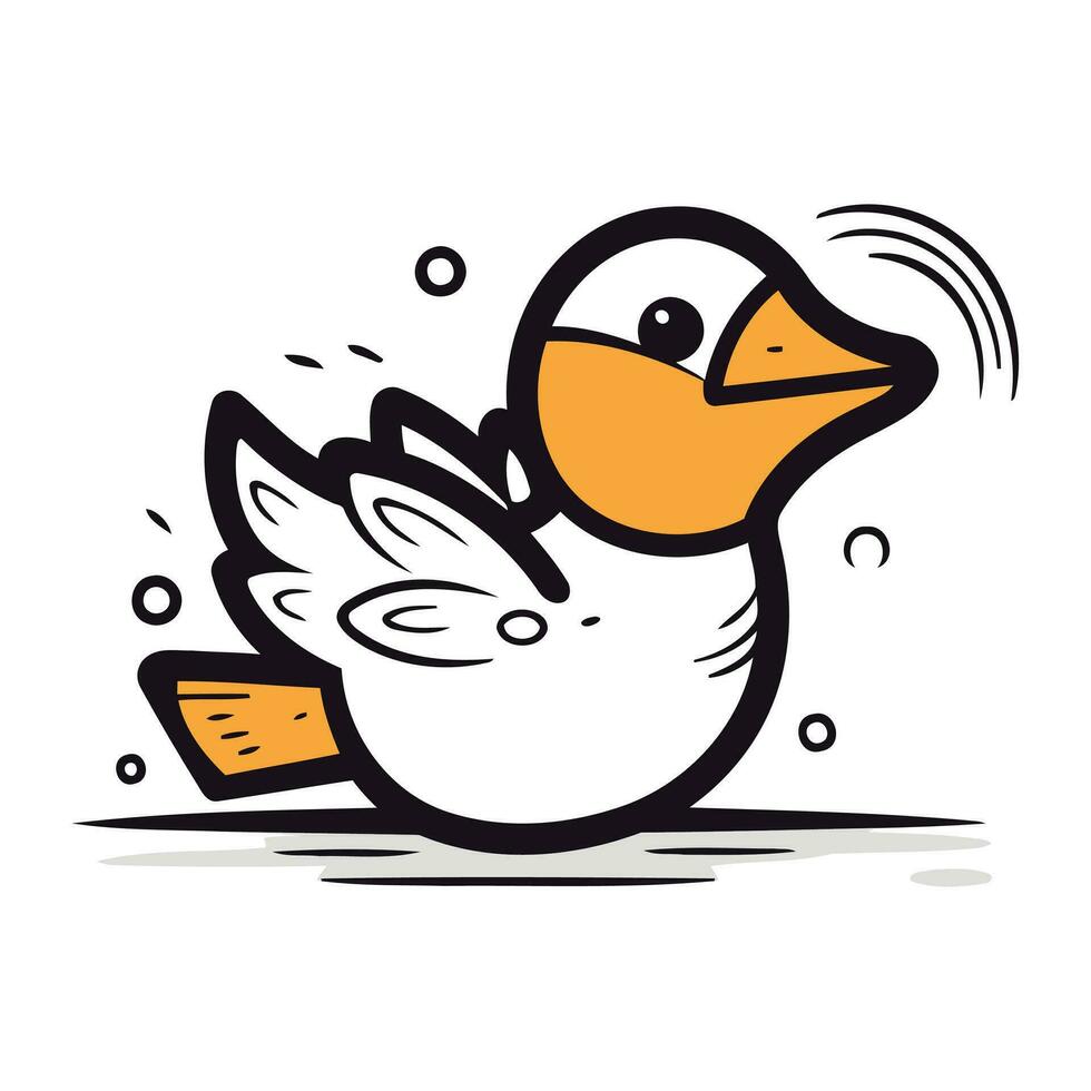 Duck cartoon doodle icon. Vector illustration isolated on white background.