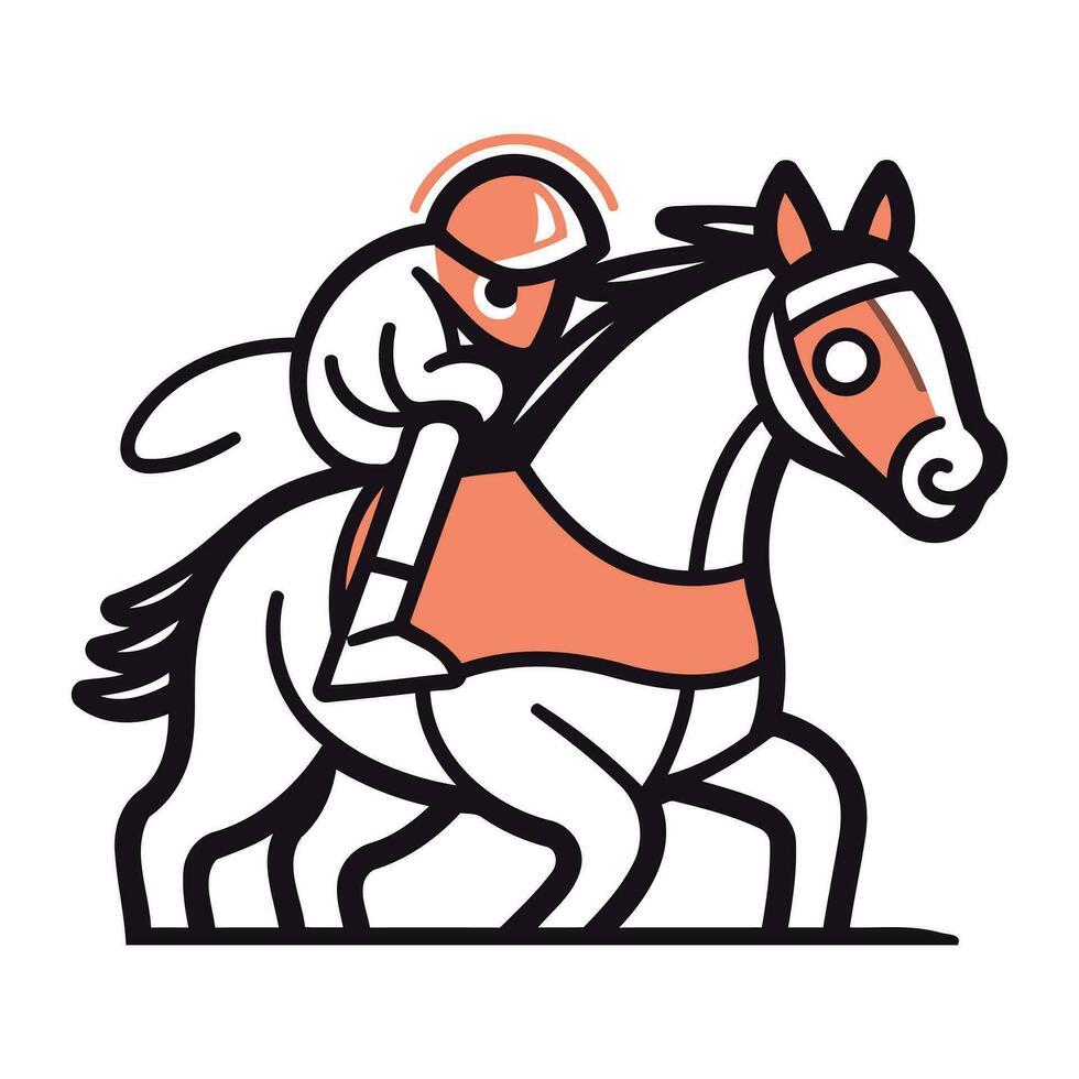 Horse race. jockey riding a racehorse. vector illustration