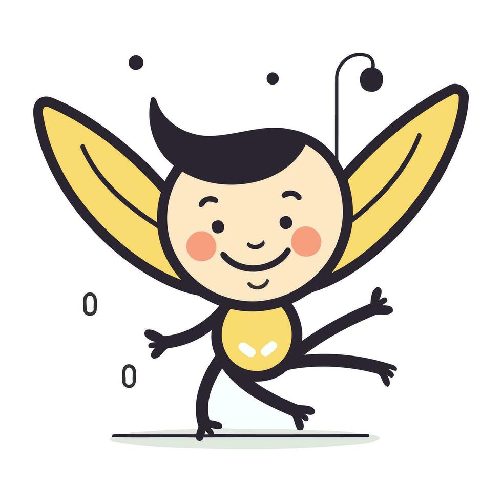 Cute cartoon butterfly character. Vector illustration in a flat style.