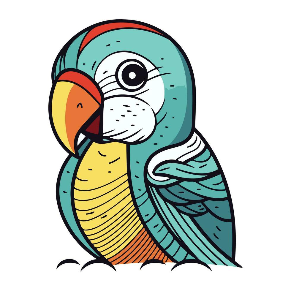 Parrot cartoon icon. Animal cute and creature theme. Isolated design. Vector illustration