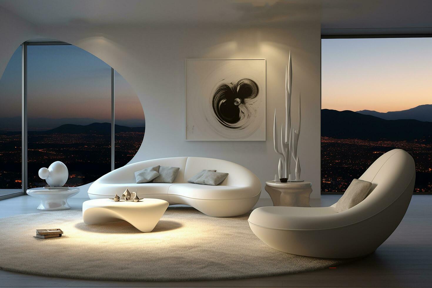 futuristic minimalist saga room landscapes photo