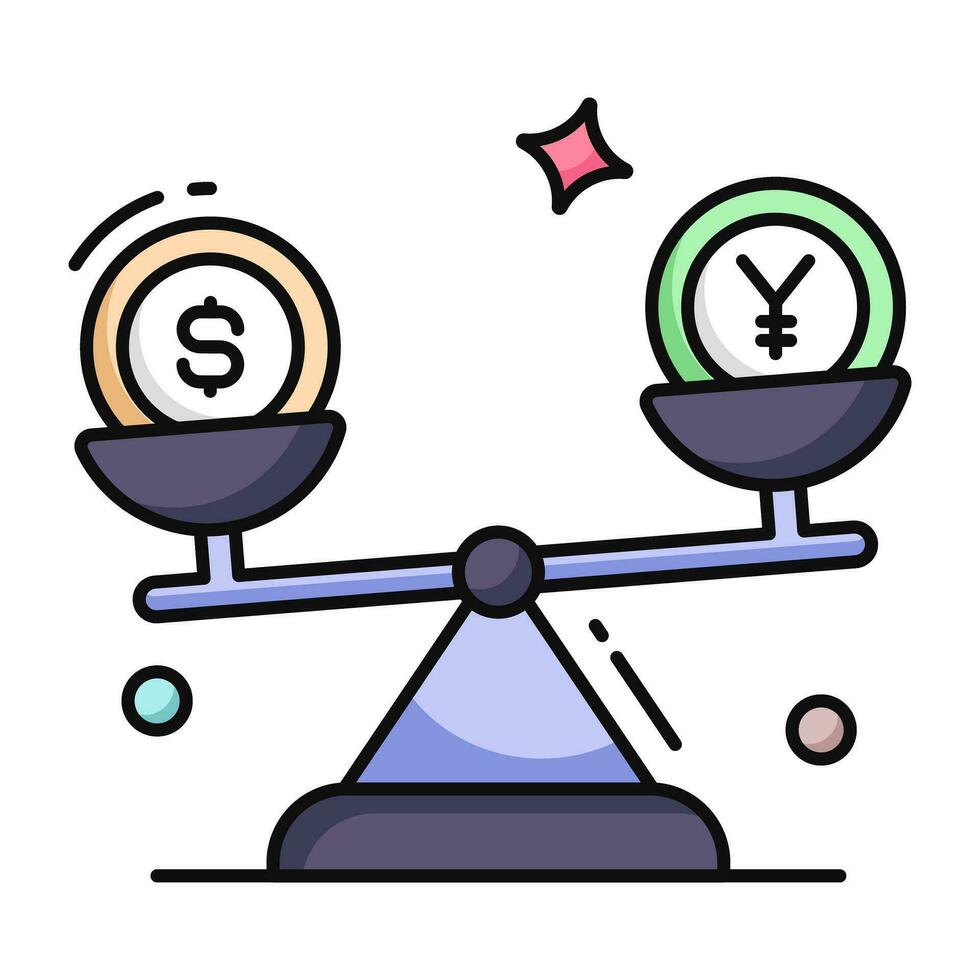 A flat design icon of currency equilibrium vector