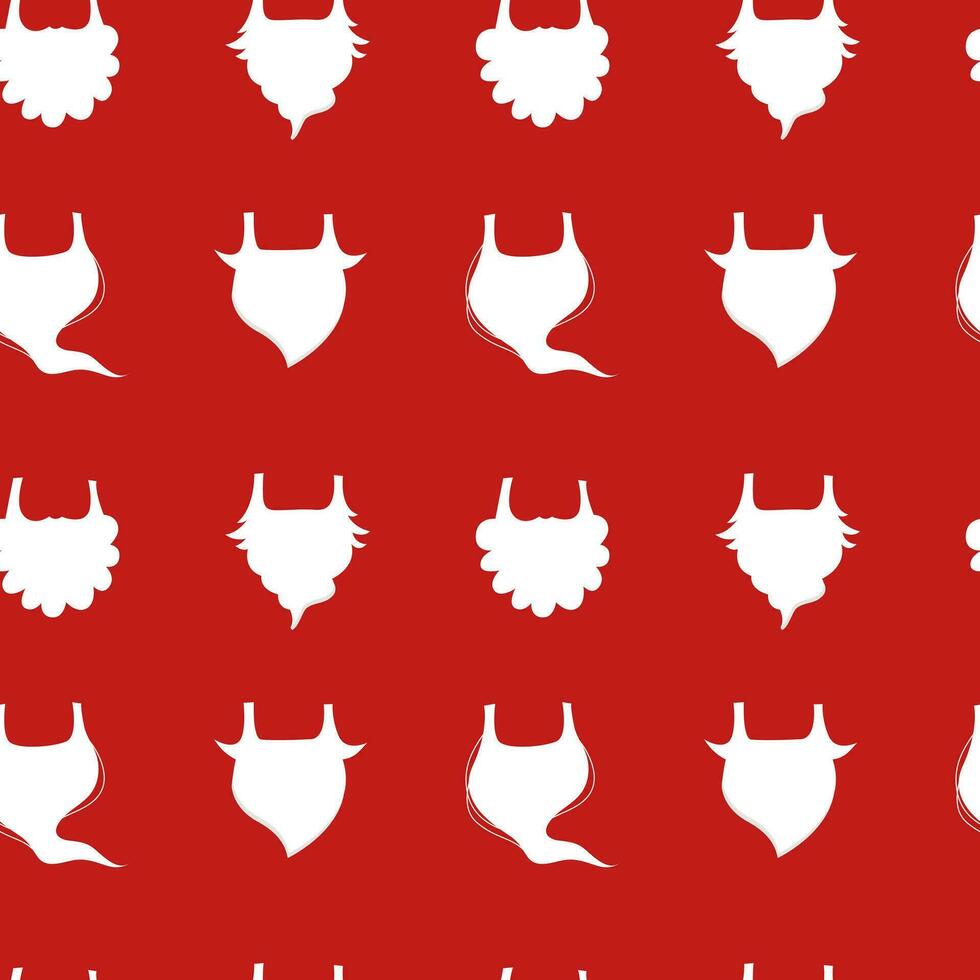 Santa Claus white beard seamless pattern. Kinds of Santa beard vector pattern