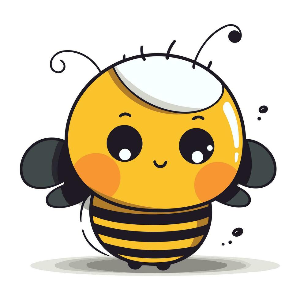 Cute cartoon bee isolated on a white background. Vector illustration.