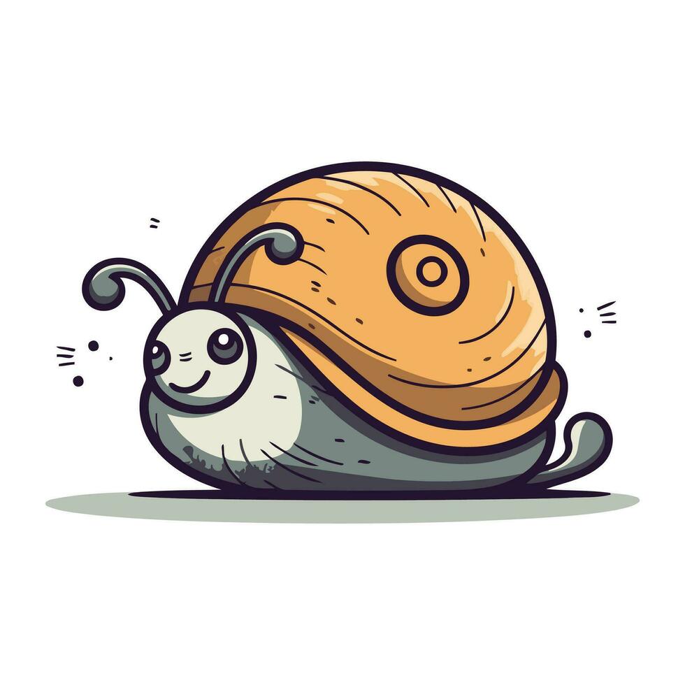 Cute cartoon snail. Vector illustration isolated on a white background.