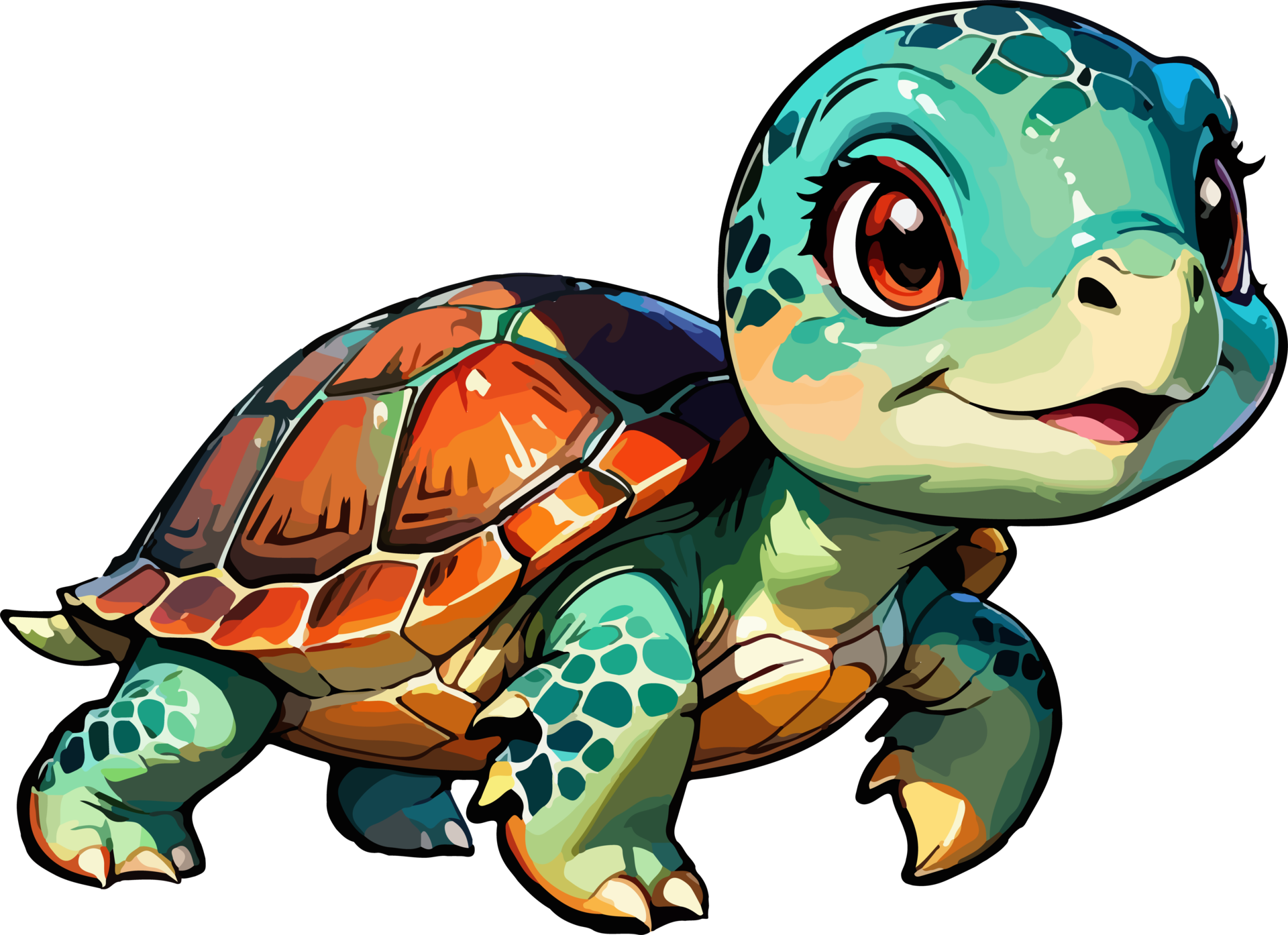 Cute Turtle Cartoon Character AI Generative 33472473 PNG