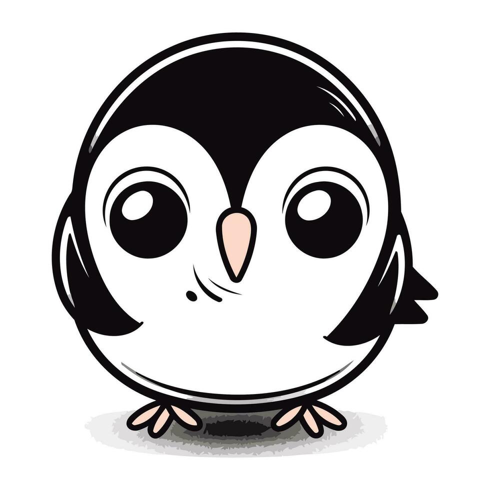 Cute cartoon penguin on white background. Vector Illustration.