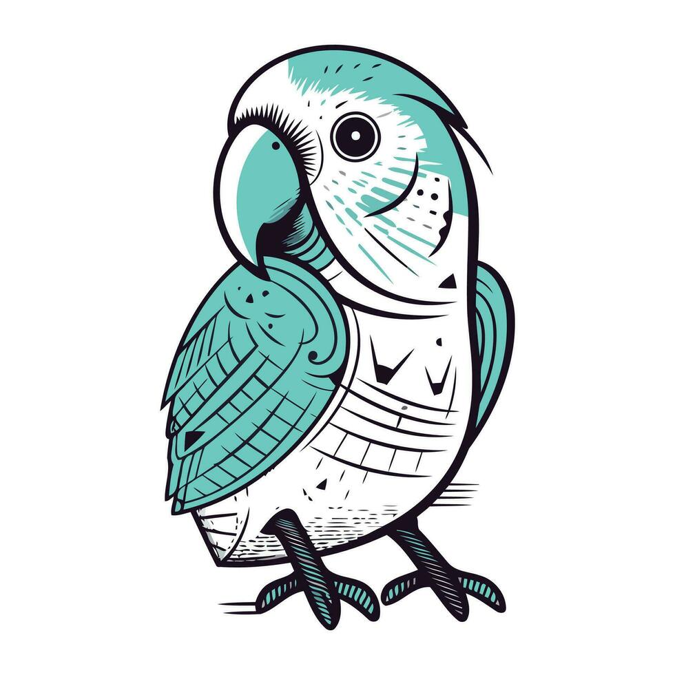 Budgerigar. Vector illustration of a cute parrot.
