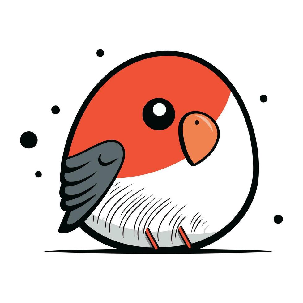 vector ilustración de linda pequeño rojo pájaro. aislado en blanco antecedentes.