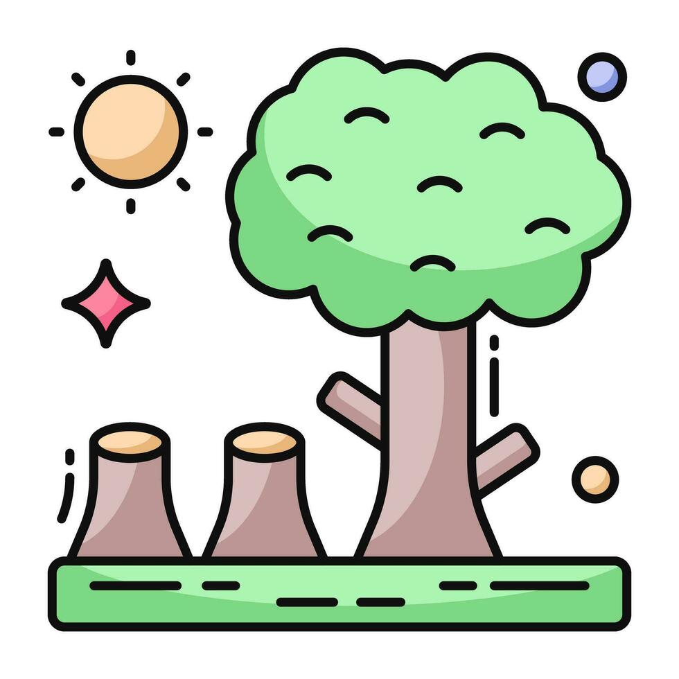 A premium download icon of trees cutting, deforestation vector