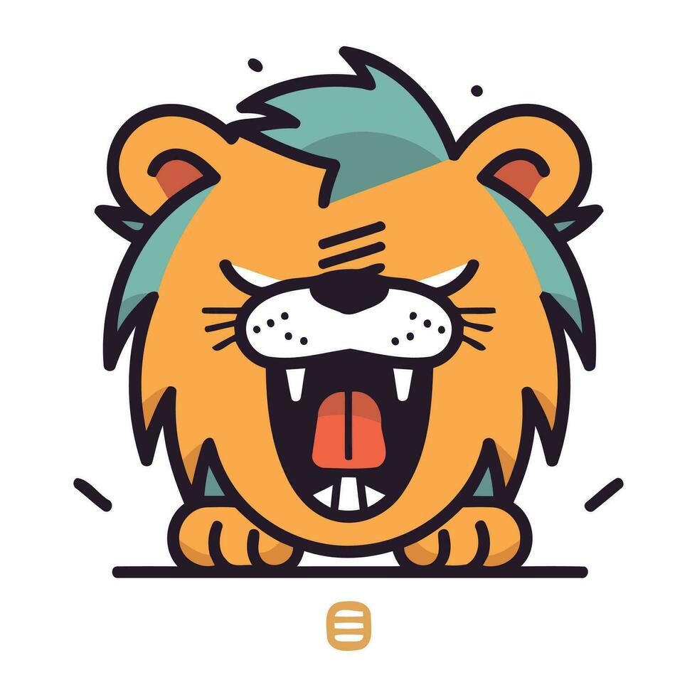 Vector illustration of cute funny lion. Line art design for web. site. advertising. banner. poster. board and print.