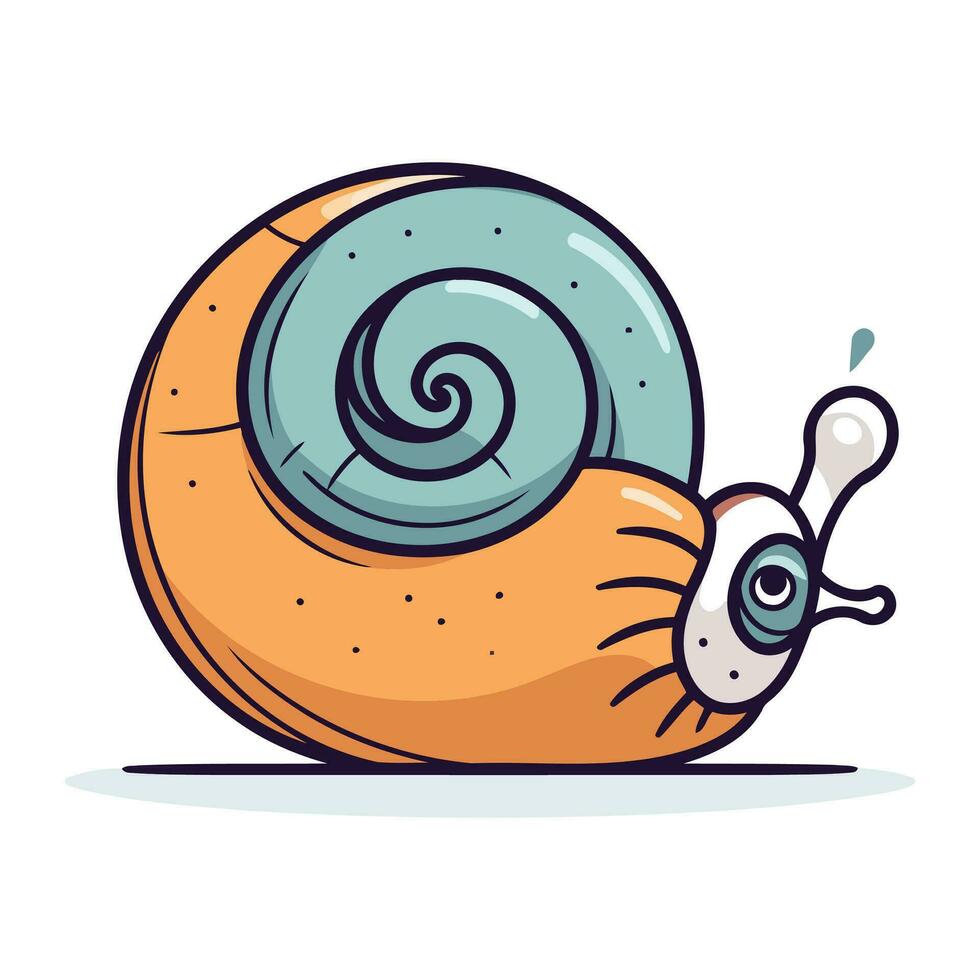 Cartoon snail on a white background. Vector illustration in a flat style.