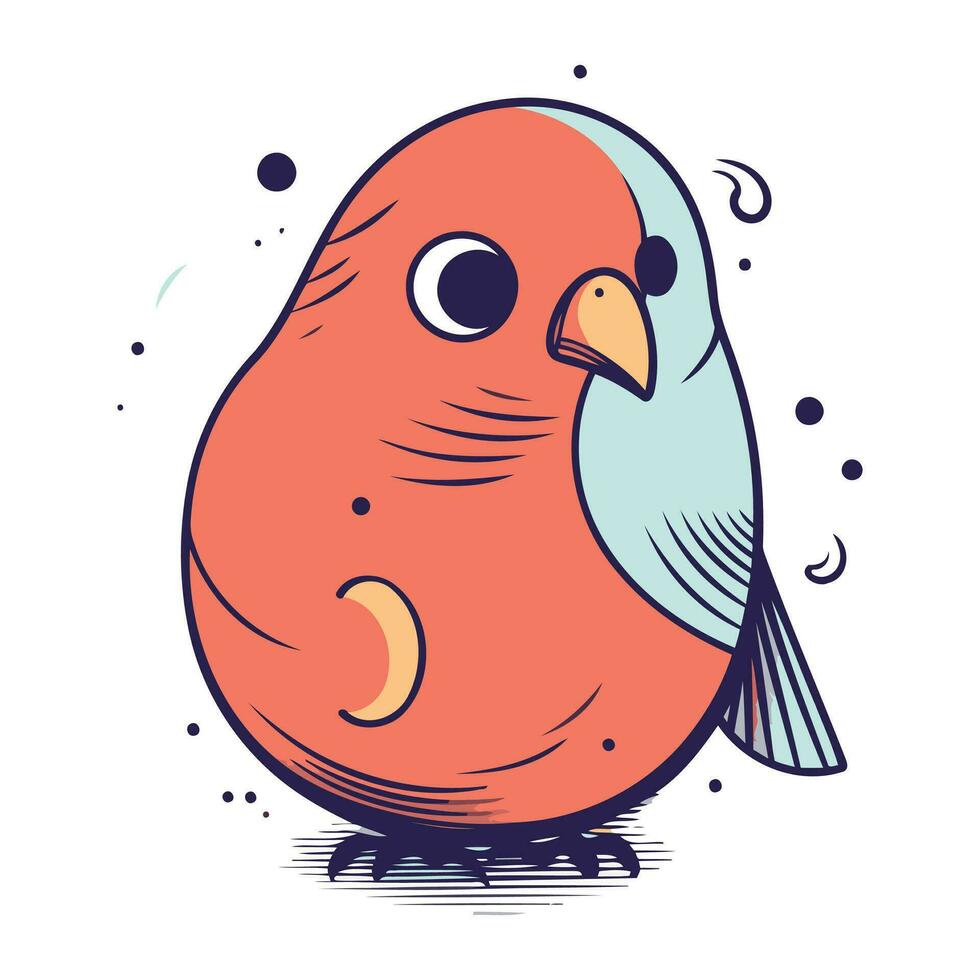 Vector illustration of cute cartoon bird. Hand drawn doodle style.