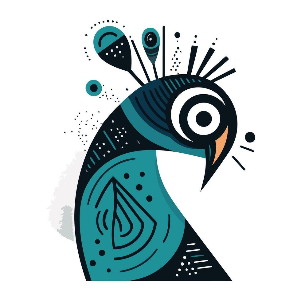 vector ilustración de pavo real en garabatear estilo. mano dibujado pájaro.