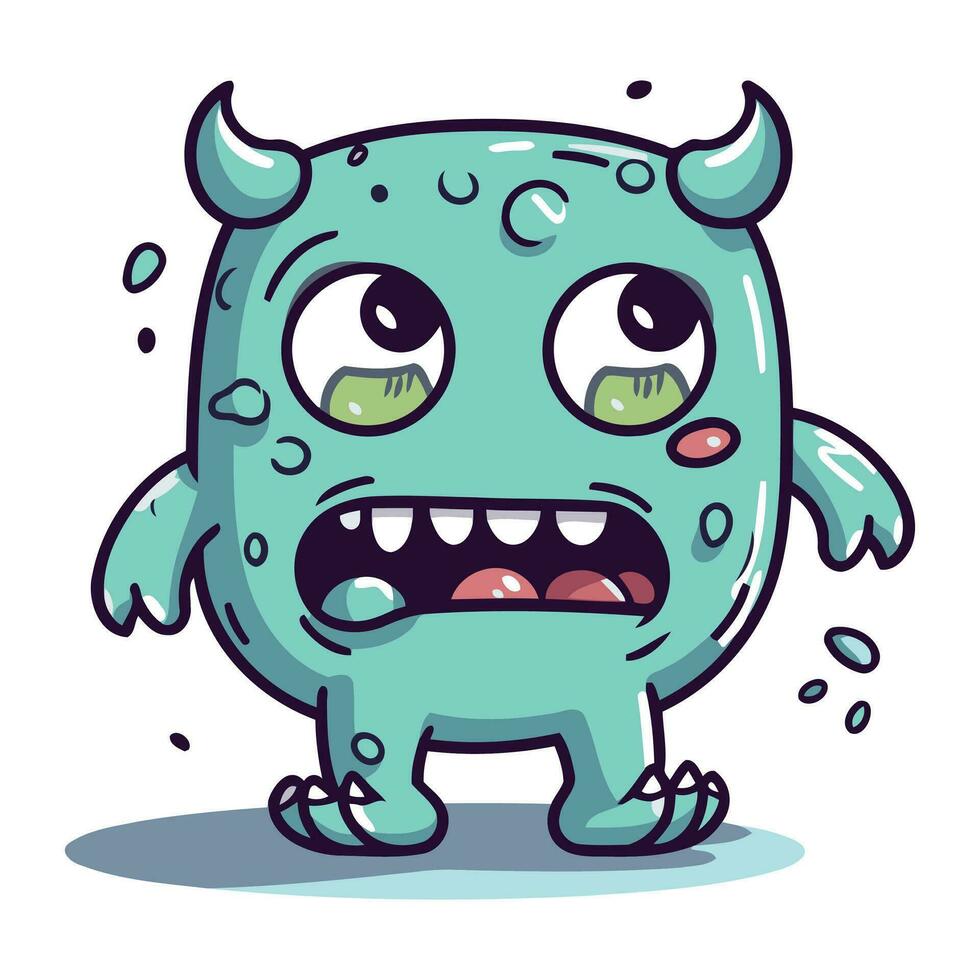 Cartoon monster. Vector illustration of a cute monster with horns.