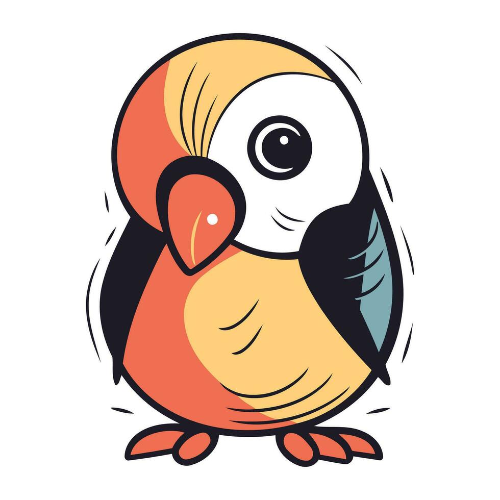 Cartoon parrot. Vector illustration isolated on a white background.