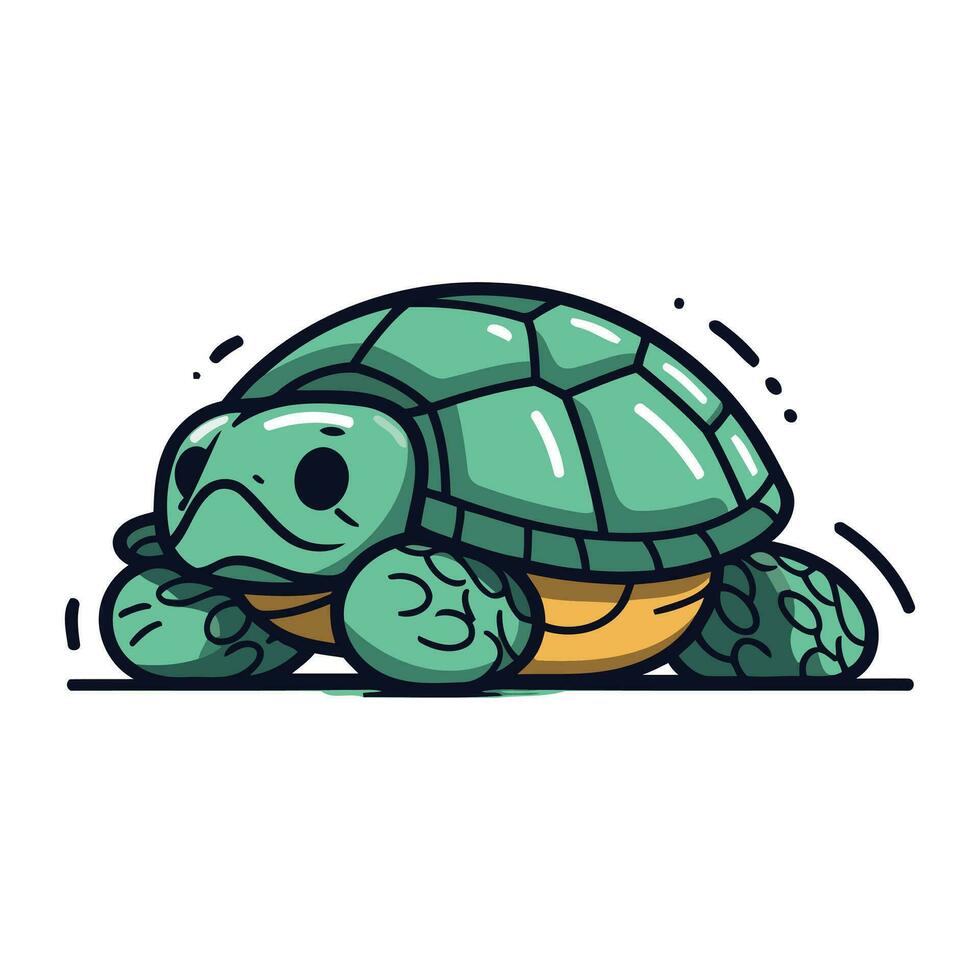 Cute cartoon turtle isolated on white background. Colorful vector illustration.