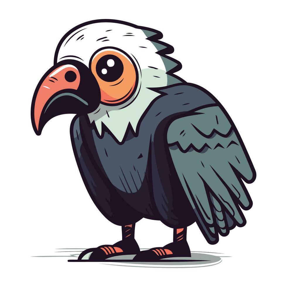 Cute cartoon vulture. Vector illustration isolated on white background.