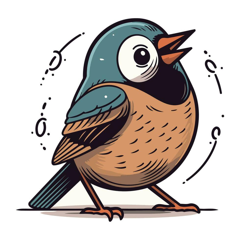 Cartoon illustration of a cute little bird. Vector clip art.