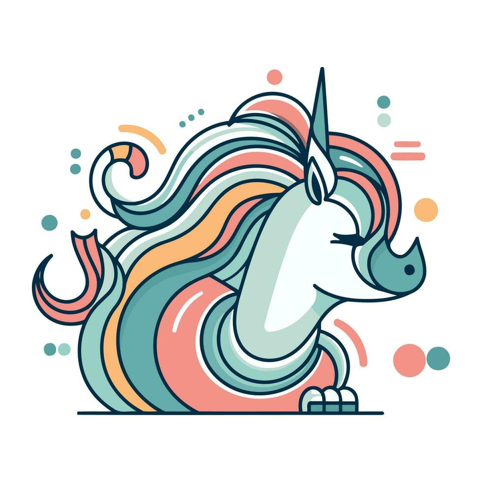 Unicorn. Vector illustration in flat linear style. Isolated on white background.