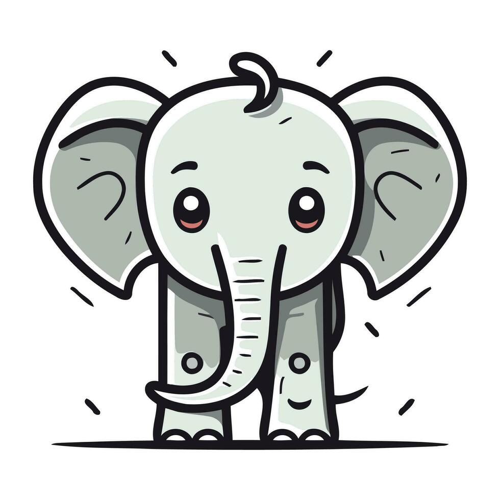 Cute cartoon elephant. Vector illustration isolated on a white background.