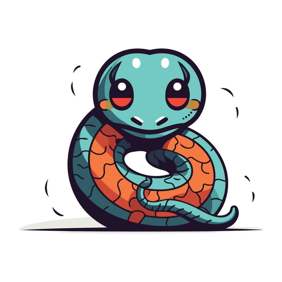 Cute cartoon snake. Vector illustration isolated on a white background.
